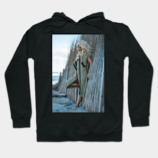 Sexy woman in cardigan on the sea shore Hoodie